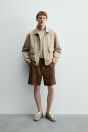 Zara ОБЛЕГАЮЩИЕ ШОРТЫ-БЕРМУДЫ ИЗ 100% ЛЬНА коричневого ЦВЕТА