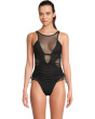 Muse Macie High Neck Mesh Overlay One Piece