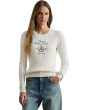 Embroidered-Crest Cable-Knit Sweater