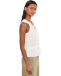 Sleeveless Tie Front Woven Top with Smocking