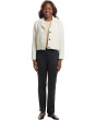 Top Knotch - Button Closure Crop Jacket with Back Elastic Detail