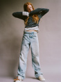 Zara Светло-голубые ДЖИНСЫ С ПРЯМЫМИ ШТАНИНАМИ И РАЗРЕЗАМИ