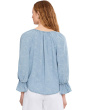 Petite 3/4 Sleeve Button Front Shirred Woven Top