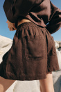 Zara ШОРТЫ-БЕРМУДЫ ИЗ ЛЬНА С ЭЛАСТИЧНЫМ ПОЯСОМ коричневого цвета