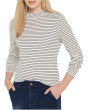Striped Long Sleeve Mock Neck Tee