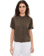 Organic Handkerchief Linen Mandarin Collar Short Sleeve Shirt