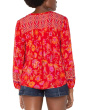 Petite Long Sleeve Button Front Shirred Woven Blouse