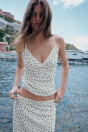 Zara ТОП ИЗ ТЮЛЯ С белым РИСУНКОМ В горошек / Черные