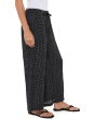 Petite Puckered Organic Linen Grid Wide Ankle Pants
