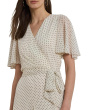 Polka Dot Georgette Surplice Dress