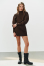 Zara Мини-ПЛАТЬЕ С ОБЪЕМНЫМИ РУКАВАМИ Темно-коричневого цвета
