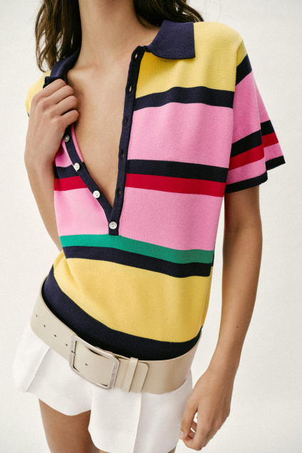 Zara ТРИКОТАЖНАЯ РУБАШКА-ПОЛО В ПОЛОСКУ 527869851-330-2