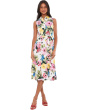 Sleeveless Collared Neck Floral Cotton Midi