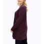 Longpullover m. hohem Schlitz und Glitzerblende, burgund-flieder-meliert