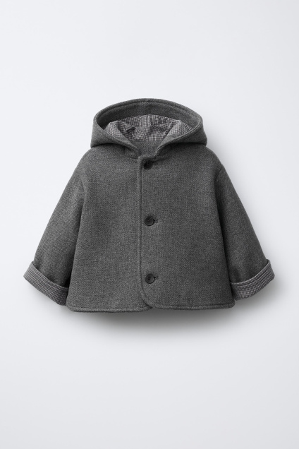 Zara Шерстяное ПАЛЬТО MANTECO С капюшоном 495698806-922-6