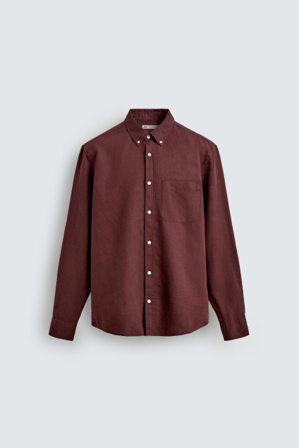 Zara РУБАШКА ИЗ ЛЬНА И ХЛОПКА 512035249-605-2