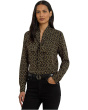 Chain-Print Crepe Tie Neck Blouse