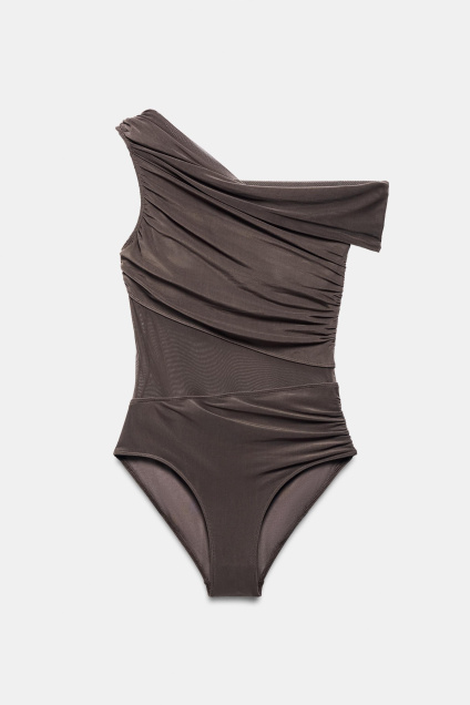 Zara АСИММЕТРИЧНЫЙ КУПАЛЬНИК ИЗ ТЮЛЯ С ВЫРЕЗАМИ 526769034-802-1