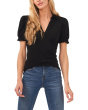 Short Sleeve Split-Neck Collared Top