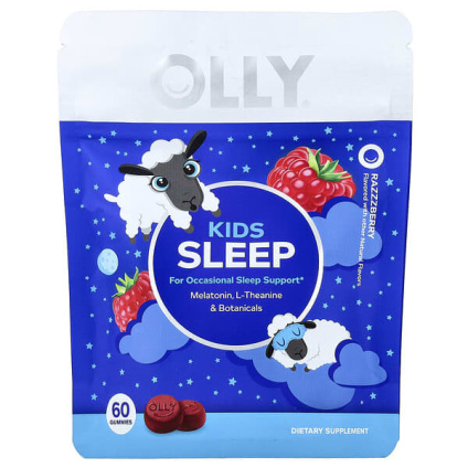 OLLY, детские жевательные таблетки для сна, со вкусом малины, 60 жевательных таблеток