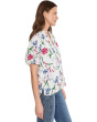 Ruffle Neck Raglan Seam Split Neck Top