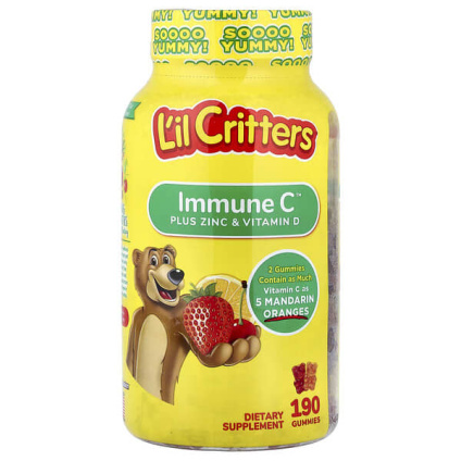 Lil Critters, Immune C™, жевательные таблетки с цинком и витамином D, 190 жевательных таблеток