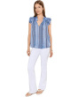 Petite Flutter Sleeve Ruffled Woven Top