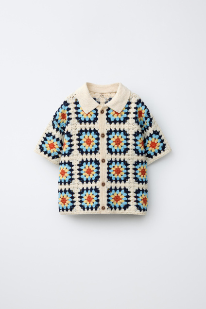 Zara Рубашка ИЗ ПЛЕТЕНОЙ ТКАНИ С КРЮЧКОМ 495680600-321-18