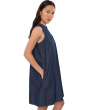 Petite Lightweight Organic Cotton Denim Mandarin Collar Dress