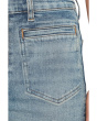 Patch Pocket Flared Wide Leg Jeans with Raw Hem in Shalimar Wash