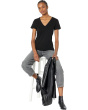 Nikki 1X1 Cotton Short Sleeve V-Neck Tee