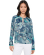Long Sleeve Woven Top with Keyhole Neckline