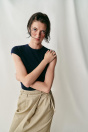 Zara Темно-синяя ФУТБОЛКА УЗКОГО КРОЯ С КОРОТКИМ РУКАВОМ