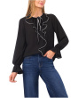 Long Sleeve Button-Down Ruffle Top