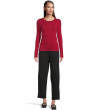 Sheer Knit Round Neck Slim Long Sleeve Tee