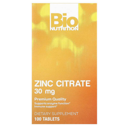 Bio Nutrition, цитрат цинка, 30 мг, 100 таблеток