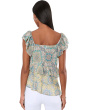 Flutter Sleeve Draped Woven Blouse