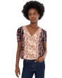 Cropped Linen V-Neck Button-Down Top