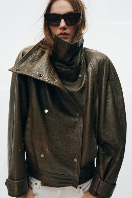 Zara НЕГАБАРИТНАЯ КОЖАНАЯ КУРТКА ZW COLLECTION LIMITED EDITION 506575340-527-1