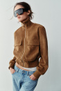 Zara КУРТКА-БОМБЕР ИЗ ЗАМШИ Светло-коричневого ЦВЕТА