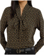 Chain-Print Crepe Tie Neck Blouse