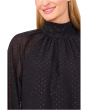 Long Sleeve Bow Neck Clip Dot Blouse