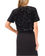 Velvet Sequin Short Sleeve Bow Front Top
