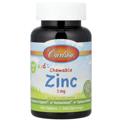 Carlson, Kids Chewable Zinc, натуральная ягодная смесь, 5 мг, 160 таблеток