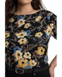 Plus Size Floral Stretch Cotton Boatneck Tee