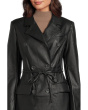 Belted Faux Leather Trench Coat