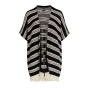 TOMMY HILFIGER Фирменный льняной пончо-кардиган, черно-белый_
