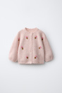 Zara КАРДИГАН С ВЫШИТЫМИ ЦВЕТАМИ Темно-розовый
