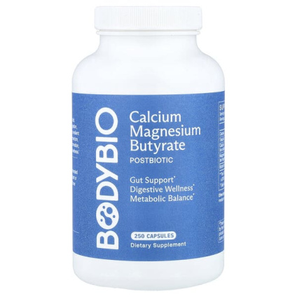 BodyBio, бутират кальция и магния, 250 капсул