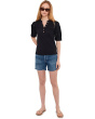 Elbow Puff Sleeve Mixed Media Lace Top